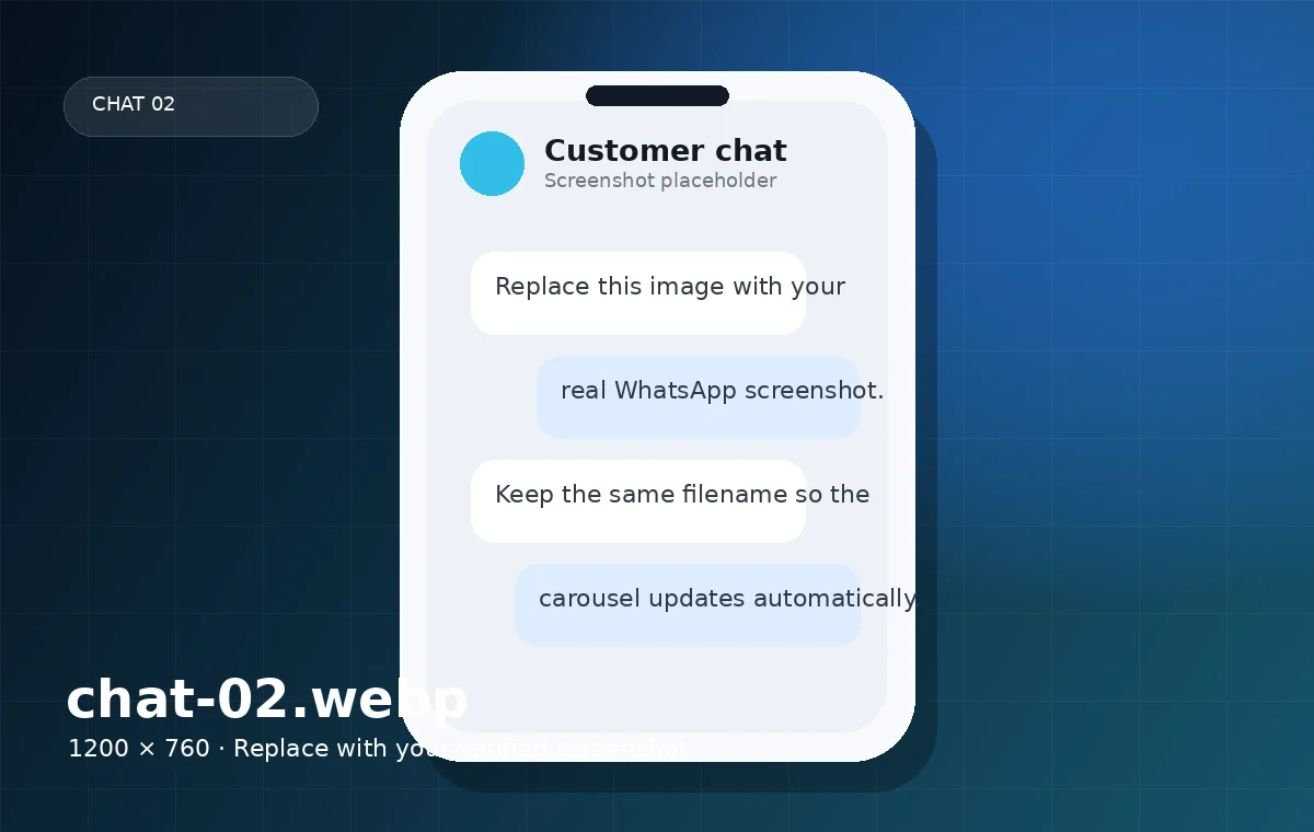 Chat screenshot illustration 2 ready to be replaced with a genuine customer conversation