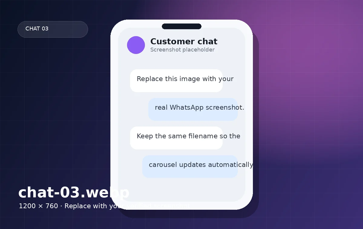 Chat screenshot illustration 3 ready to be replaced with a genuine customer conversation