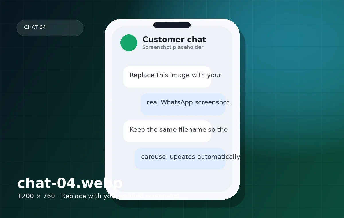 Chat screenshot illustration 4 ready to be replaced with a genuine customer conversation