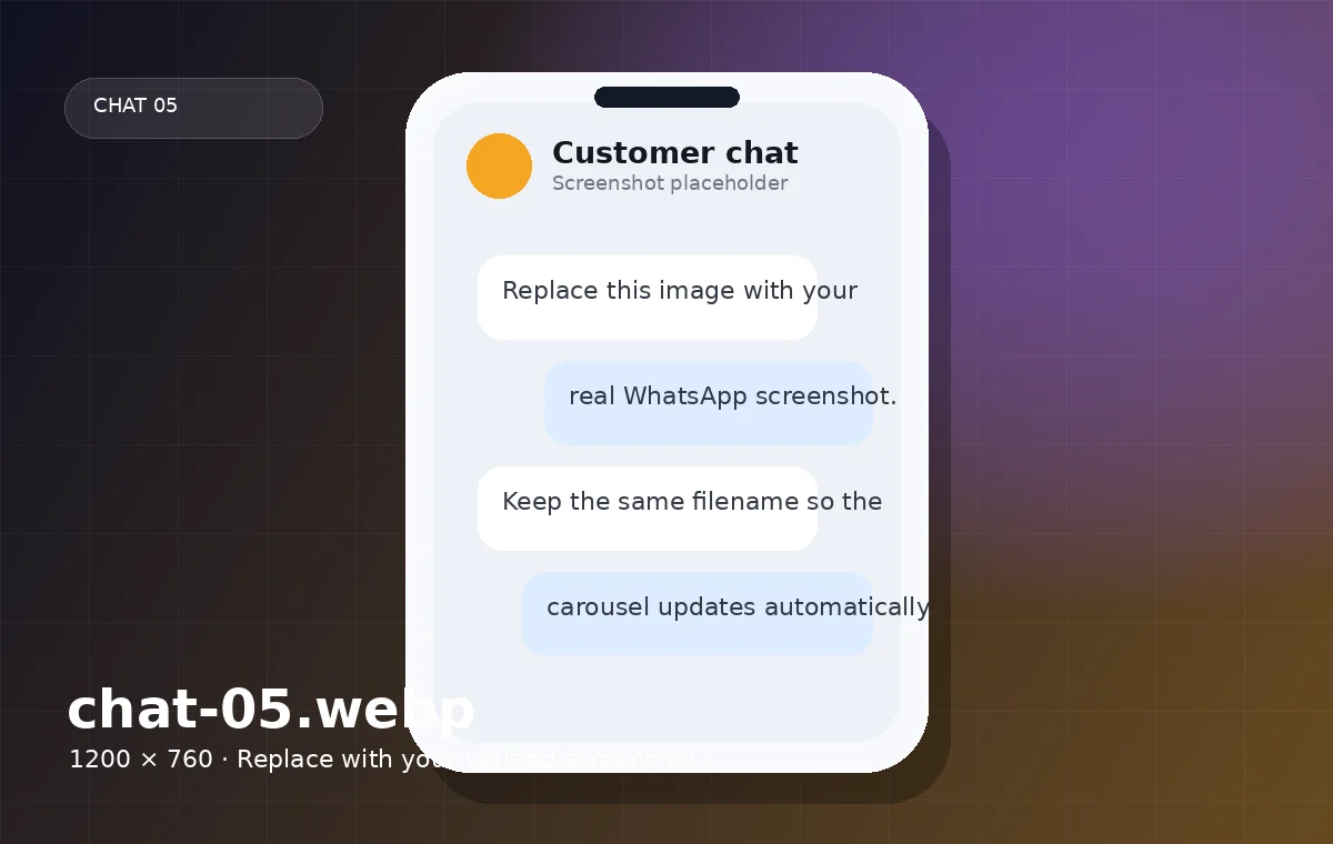 Chat screenshot illustration 5 ready to be replaced with a genuine customer conversation